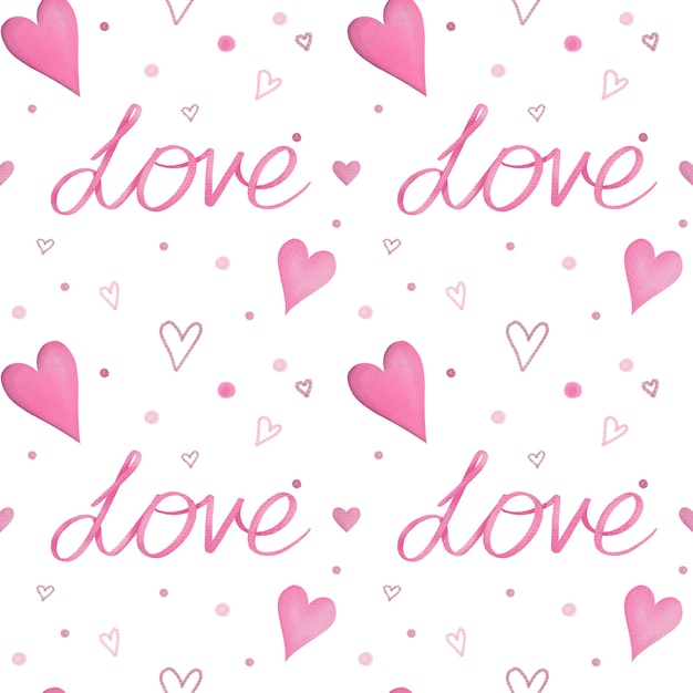 Seamless pattern with hand drawn hearts for Valentines Day