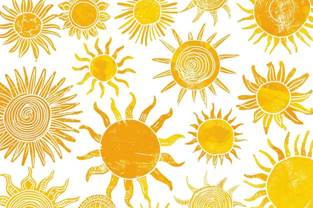 Seamless pattern with hand drawn suns