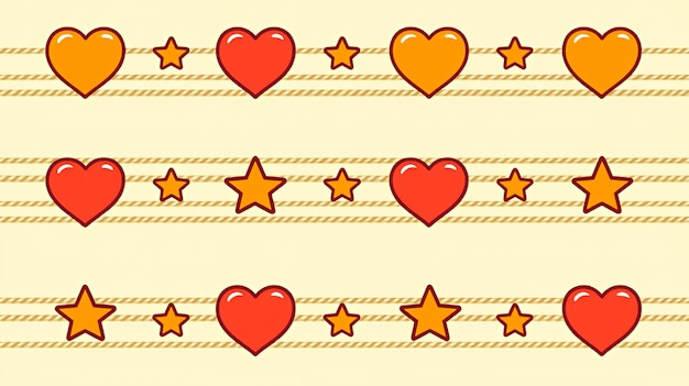 Photo seamless pattern with hearts and stars on stripes