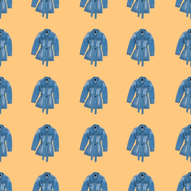 Seamless pattern with the image of women's denim jackets