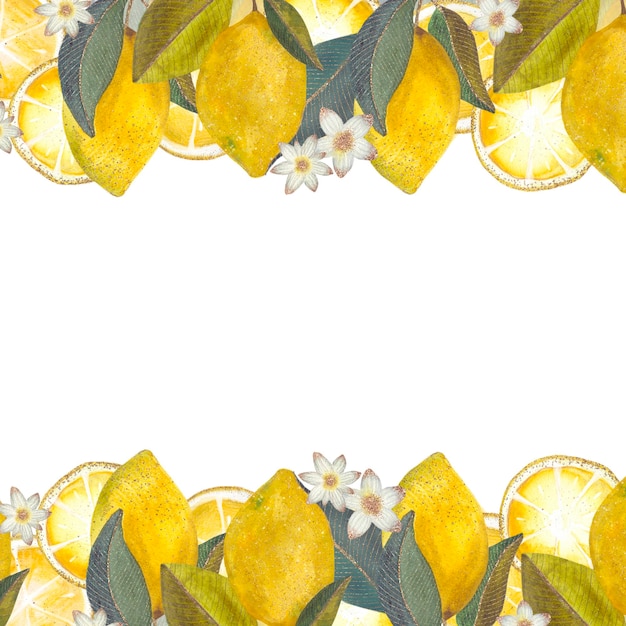 Photo seamless pattern with lemons blossoms and leaves vibrant and colorful ideal for design projects