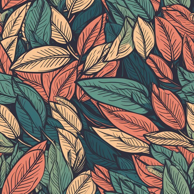 Seamless pattern with a lot of leaves.