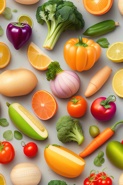 Seamless pattern with lots of healthy vegetables