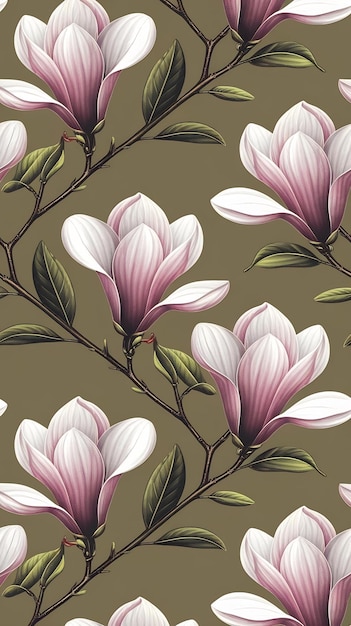 Photo a seamless pattern with a magnolia flower