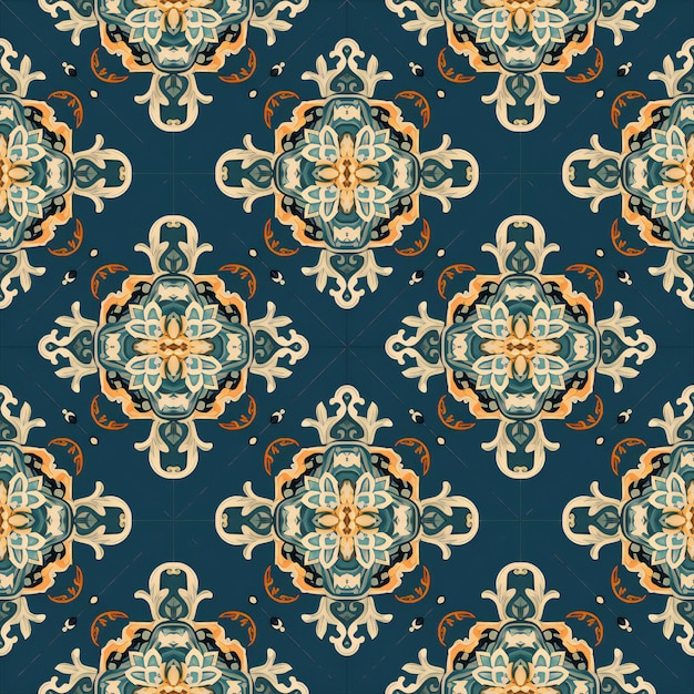 Seamless pattern with mandalas in oriental style