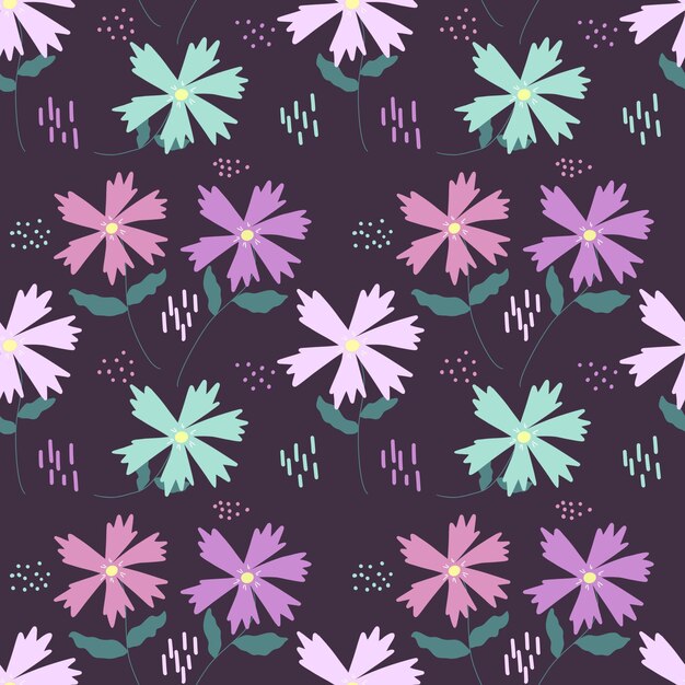 Seamless pattern with multicolored flowers Finished Design for paper fabric and other items