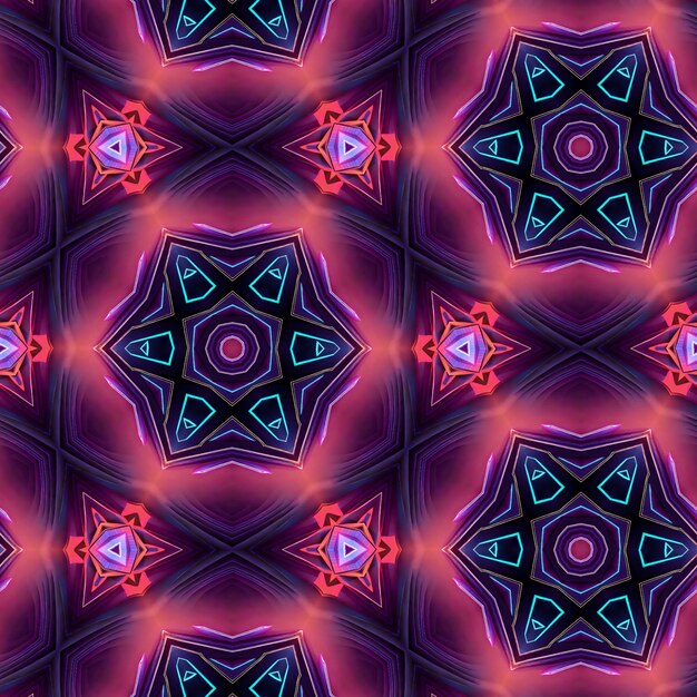 A seamless pattern with neon lights and a flower.