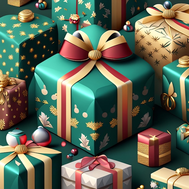 Seamless pattern with new year's gifts