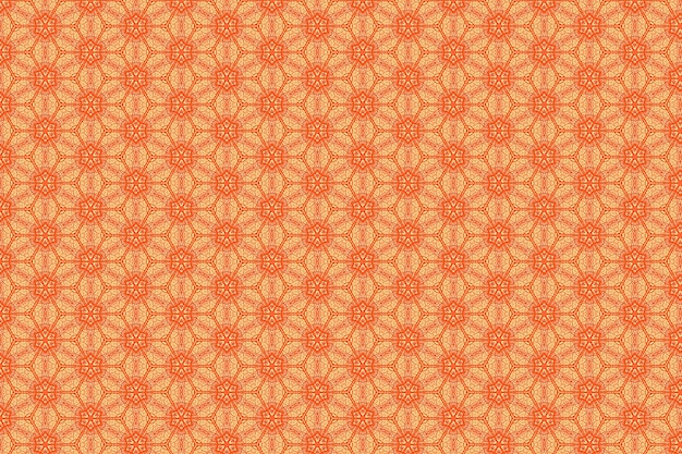 A seamless pattern with orange flowers and leaves on a light orange background.