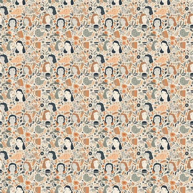 Seamless pattern with a pattern of faces.