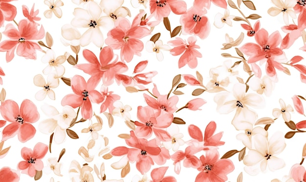 Seamless pattern with pink flowers on a white background For banner postcard book illustration