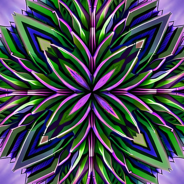 A seamless pattern with purple and green feathers and a gold star.