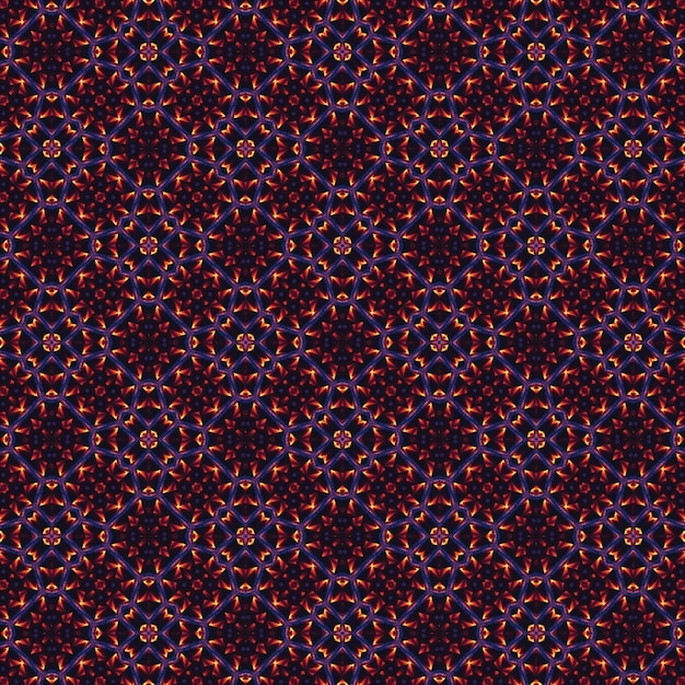 A seamless pattern with red and blue circles and stars.