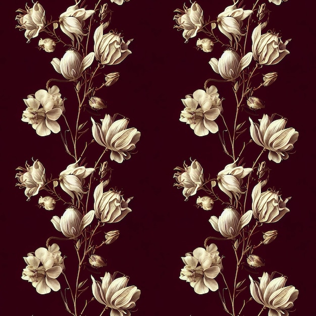 Seamless pattern with red flowers Generated AI edited in Photoshop