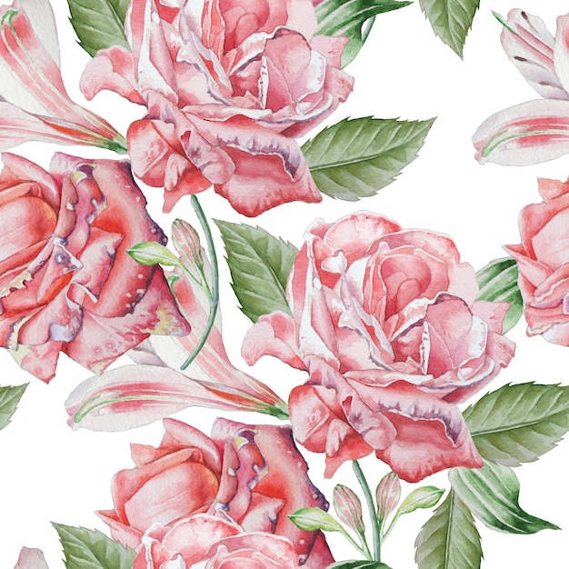 Seamless pattern with red roses