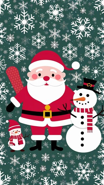 Photo seamless pattern with santa claus snowman and snowflakesfor wallpapers wrapping or cards