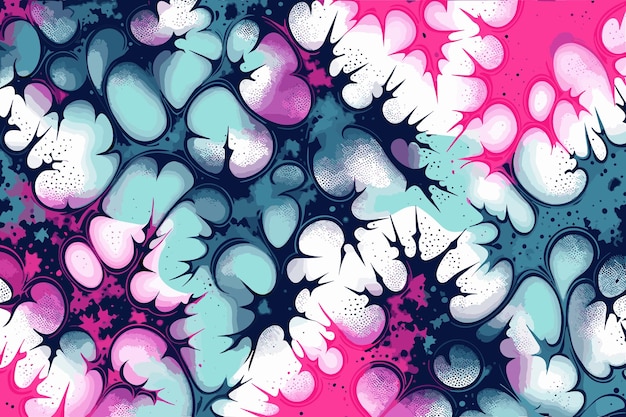 Seamless pattern with splashes and blots in pink and blue colors