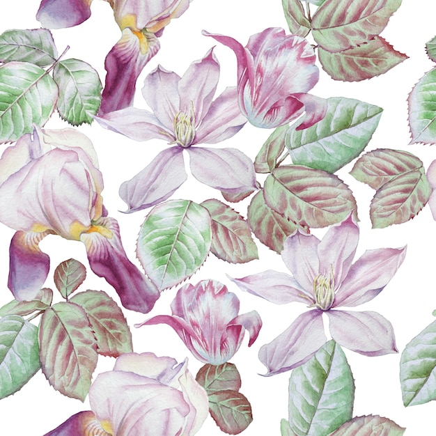 Seamless pattern with spring flowers