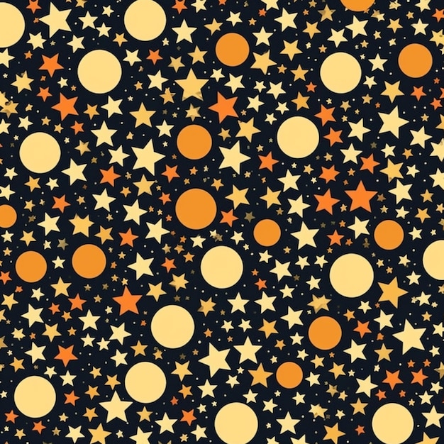 Seamless pattern with stars on a black background.