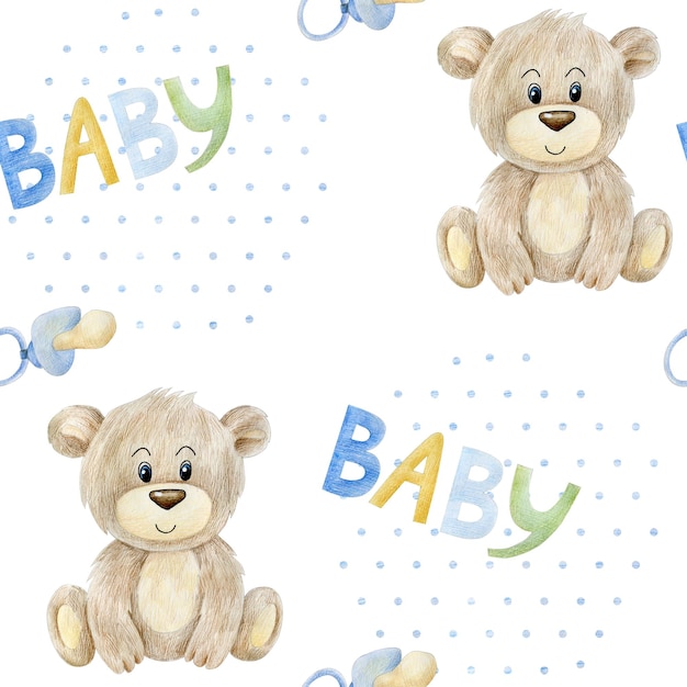 Seamless pattern with teddy bear