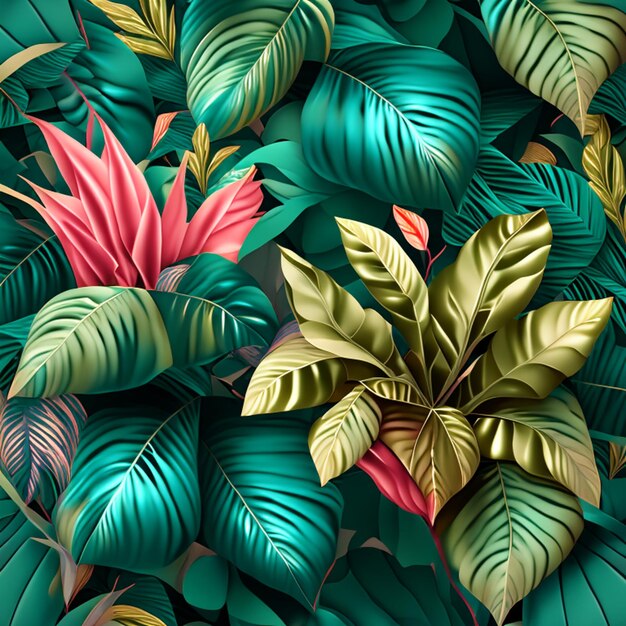 Seamless pattern with tropical leaves background or texture design