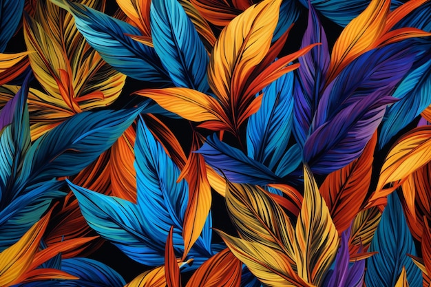 Seamless pattern with tropical leaves