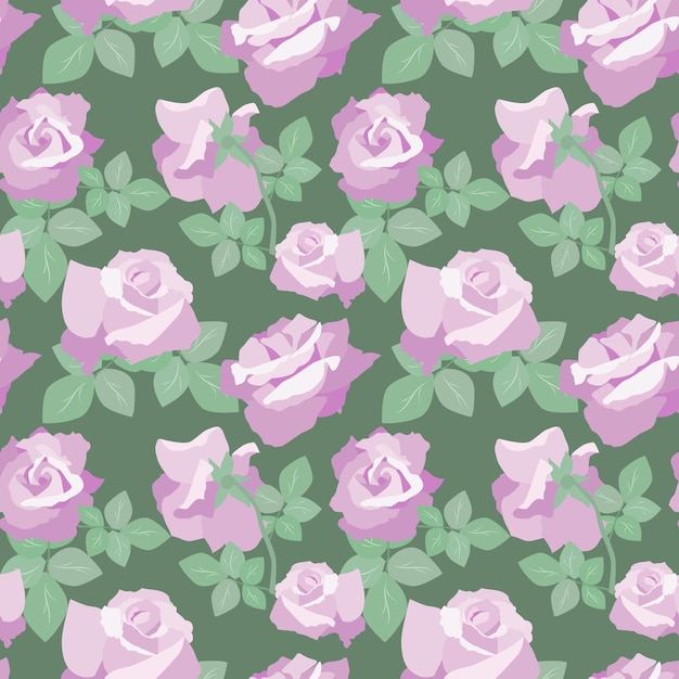 Seamless pattern with vector roses