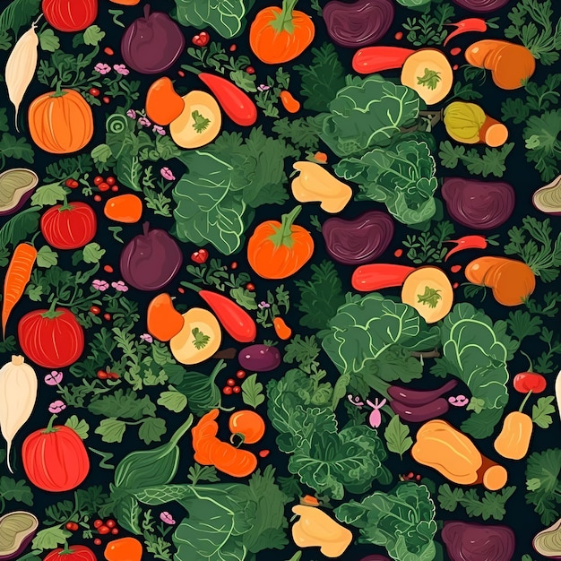 Seamless pattern with vegetables Design for wallpaper wrapping paper background fabric AI generated