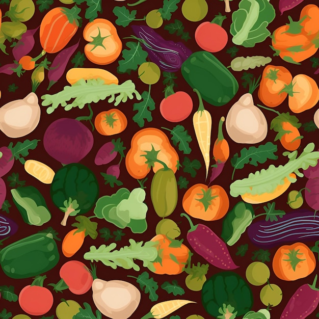 Seamless pattern with vegetables Design for wallpaper wrapping paper background fabric AI generated