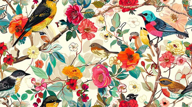 A seamless pattern with a vintageinspired floral design