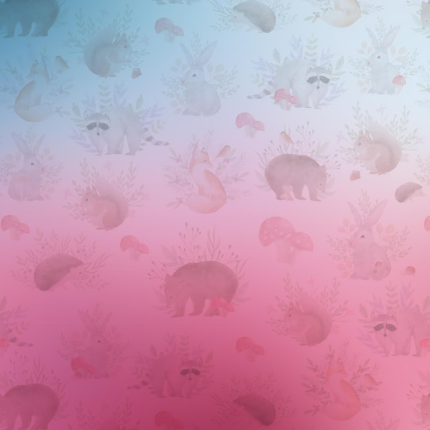 Photo seamless pattern with watercolor animals illustration for your design