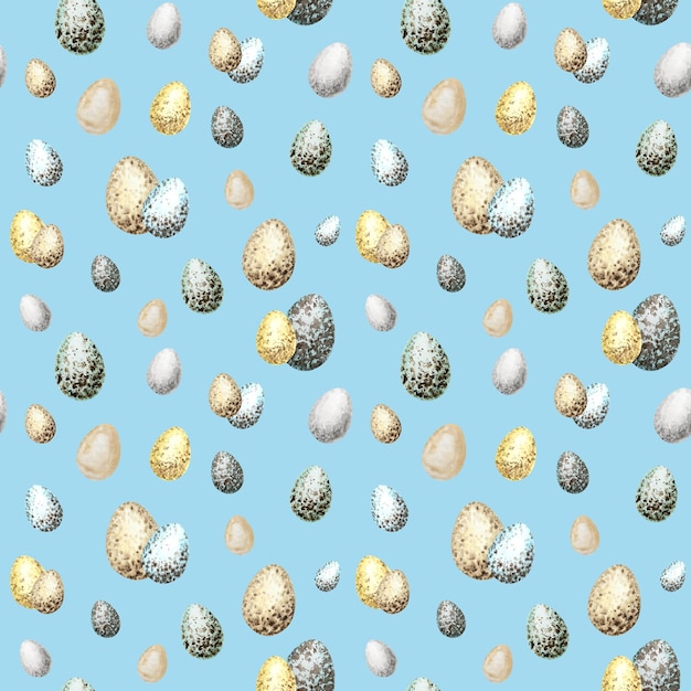 Seamless pattern with watercolor hand drawn easter eggs illustration fabric texture happy Easter