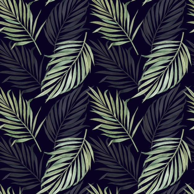 Seamless pattern with watercolor tropical palm leaves Illustration for gift wrapping background printing products