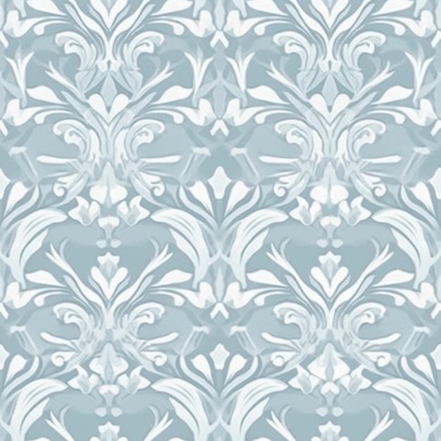 A seamless pattern with white flowers on a blue background.