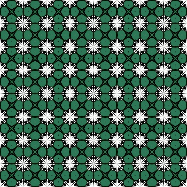 A seamless pattern with white flowers on a green background.