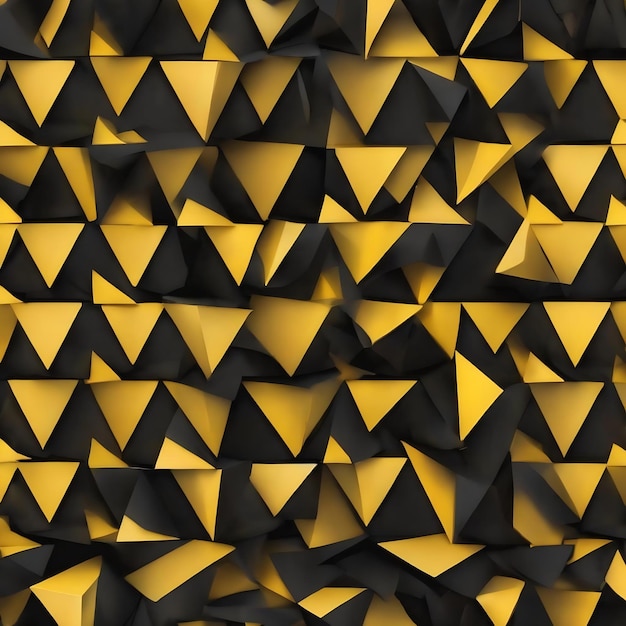 A seamless pattern of yellow and black triangles with a black background