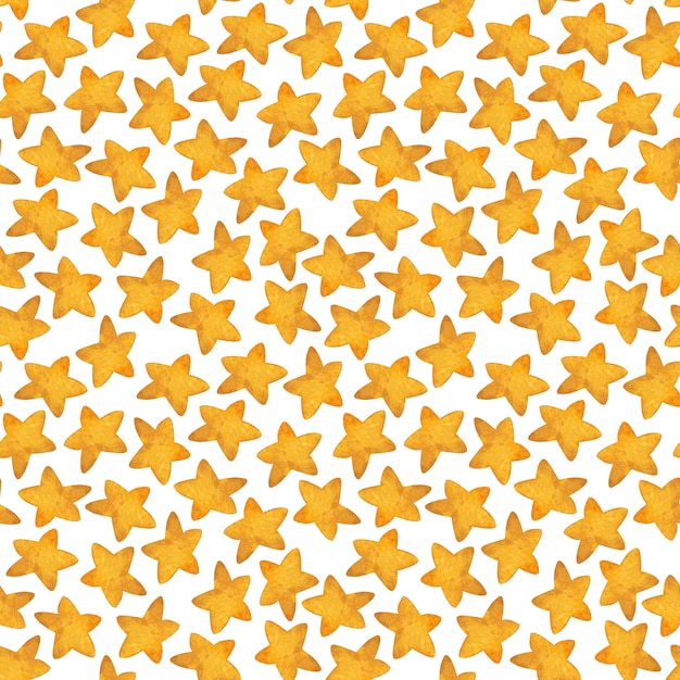 Seamless pattern of yellow star. Watercolor illustration.