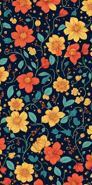 Seamless patterns of colorful flowers