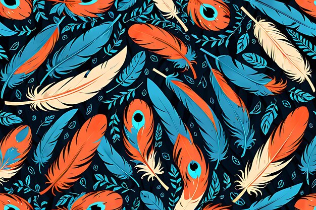 Photo seamless patterns of exotic bird feathers