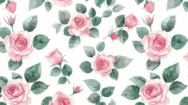 Photo seamless pink roses pattern