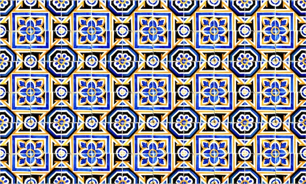 Seamless Portugal or Spain Azulejo Tile Background. High Resolution.