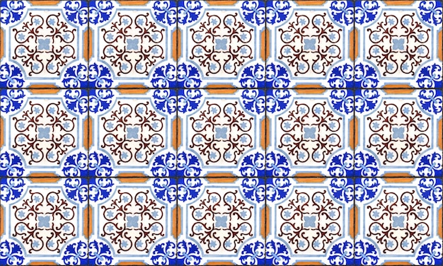 Seamless Portugal or Spain Azulejo Tile. High Resolution.