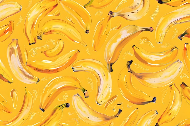 Seamless repeatable and texture pattern of fresh bananas fruits