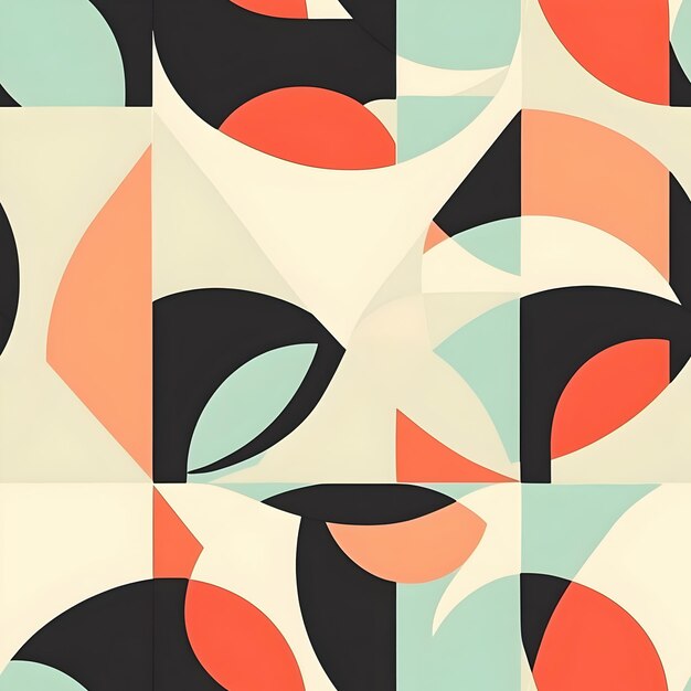 Photo seamless retro abstract geometric shapes pattern in modern nostalgic color scheme