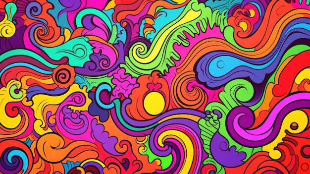 Seamless retro style groovy psychedelic background