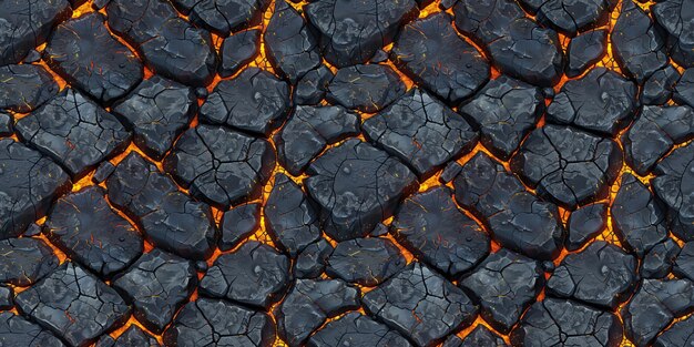 Seamless rock with lava veins pattern tileable cracked earth texture great for video game design