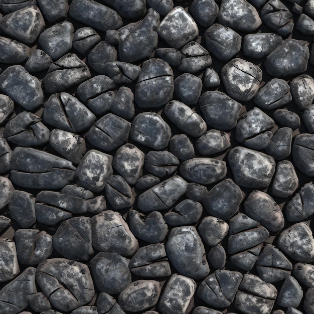 Seamless texture of black pebbles on the ground