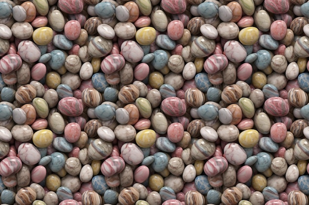 A seamless texture of colorful pebbles.