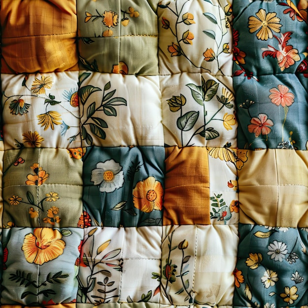 Photo seamless texture of patchwork quilt boho style