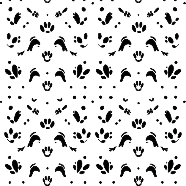 Seamless tile pattern of animal footprints on a white background